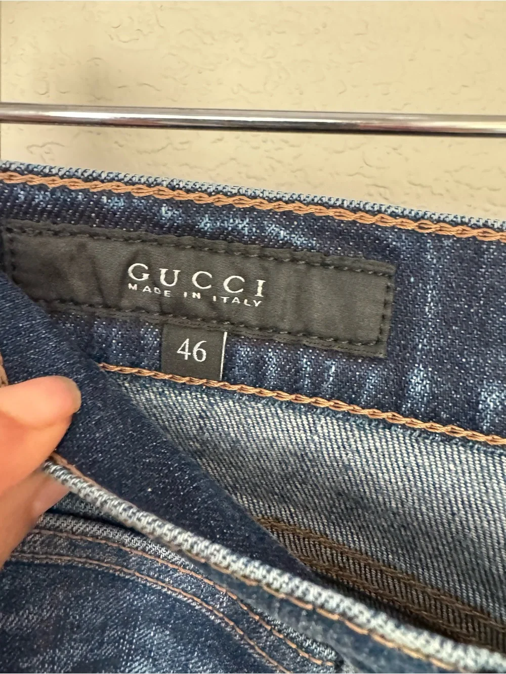 Gucci Men's Blue Web Pocket Skinny Jeans IT 46 Medium Wash Made in Italy Gucci